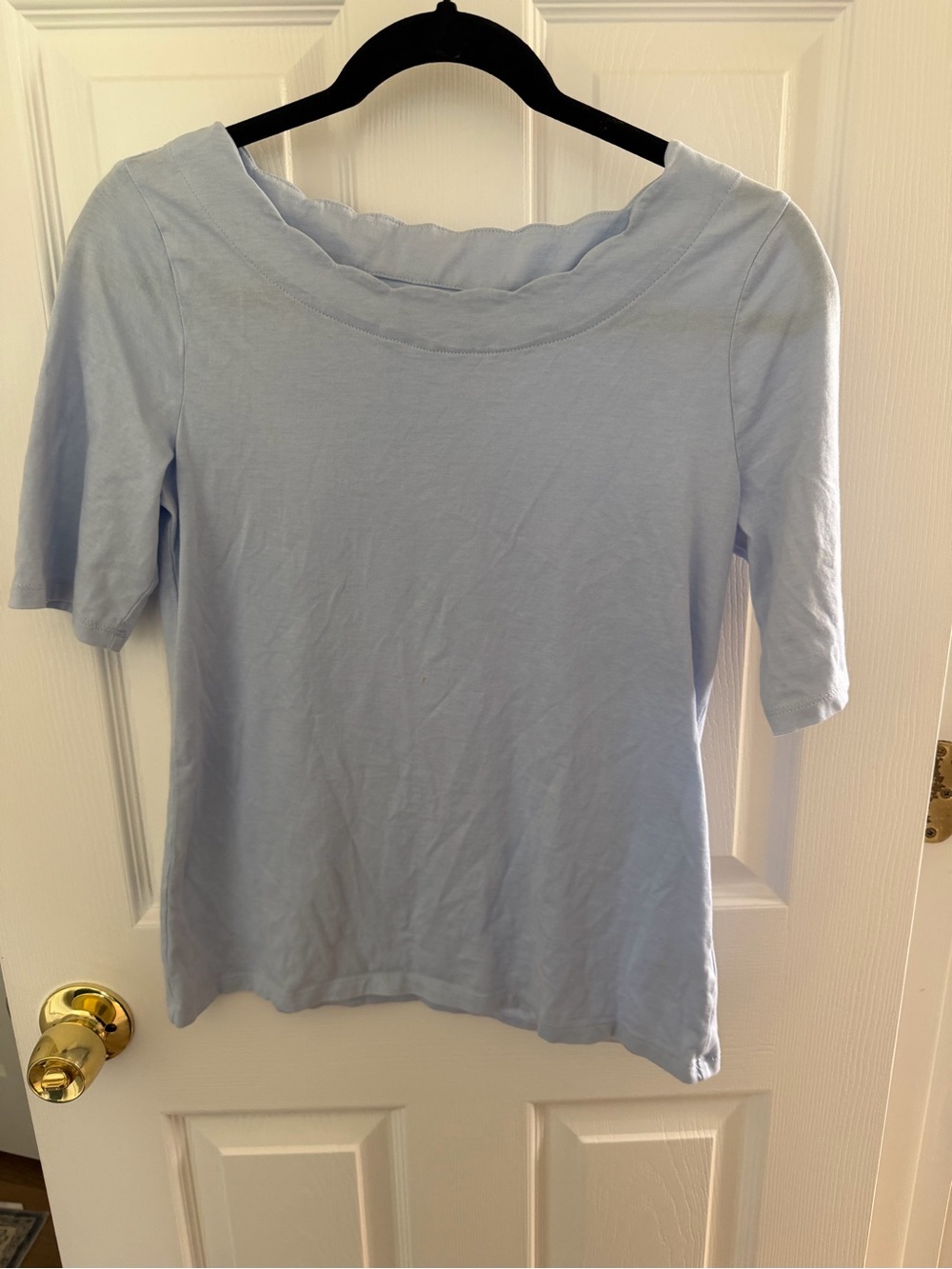 Talbots Light Blue Pima Cotton Tee Size Small STAIN